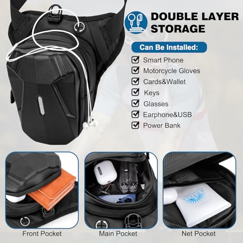 ISEYOU Thigh Bag, Motorcycle Leg Bag for Men Women, Drop Leg Bag with Removable Leg Straps, Multifunctional Gear Bags for Cycling Hiking Camping Fishing Travel Outdoor - Image 4