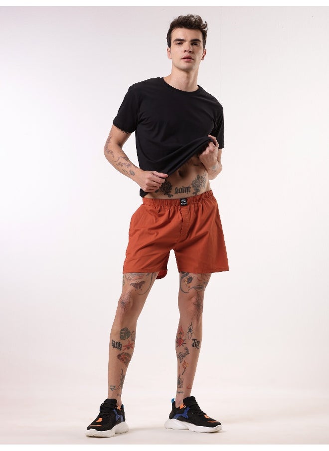 Beyoung - Plain Rust Orange Mens Boxer - Image 1