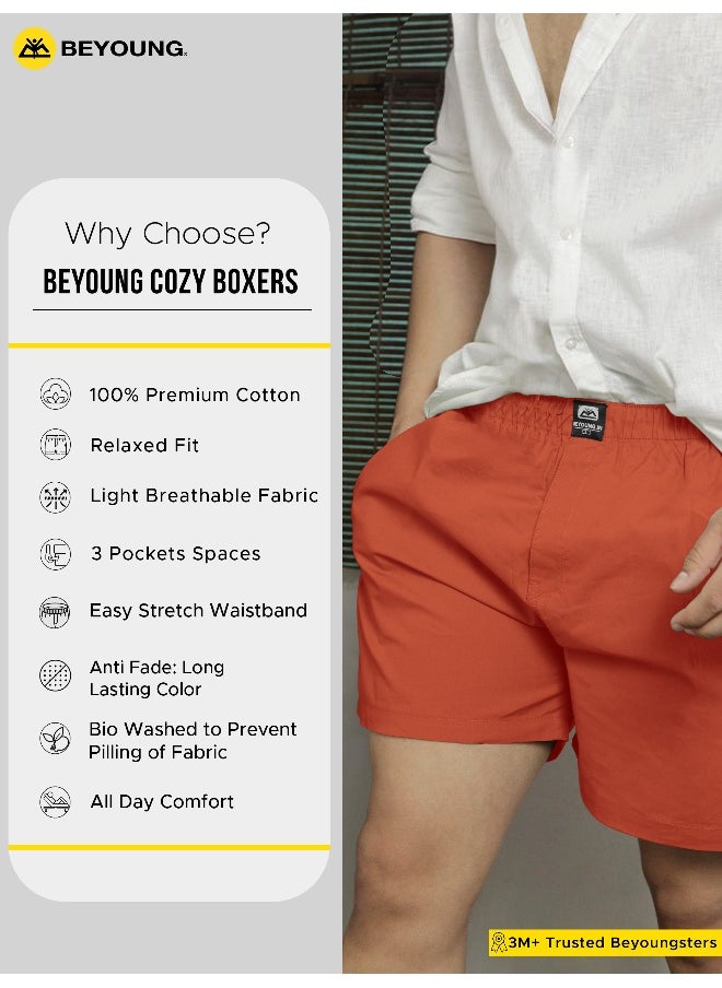 Beyoung Plain Rust Orange Mens Boxer  - Image 5