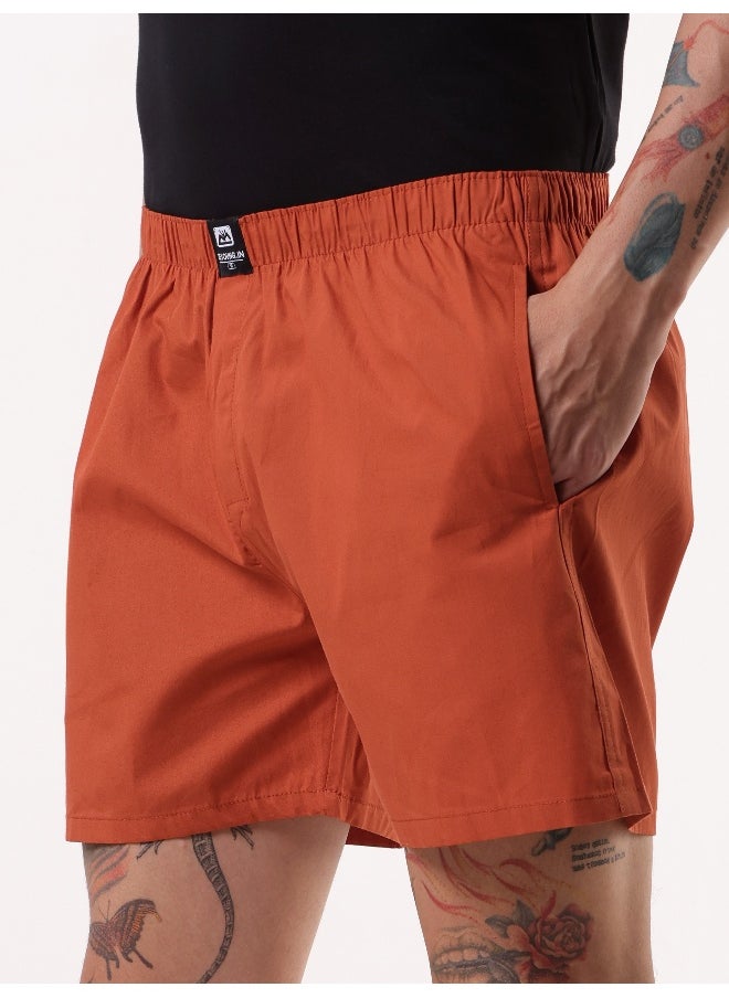 Beyoung - Plain Rust Orange Mens Boxer - Image 1
