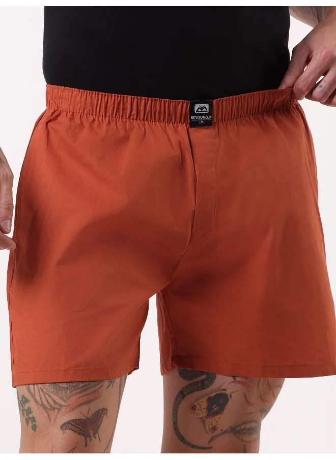 Beyoung Plain Rust Orange Mens Boxer