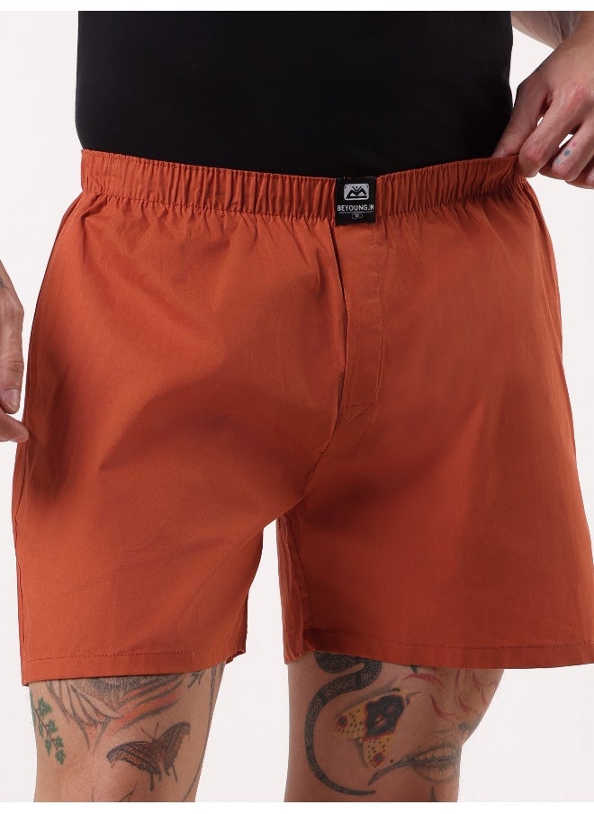 Beyoung Plain Rust Orange Mens Boxer  - Image 1