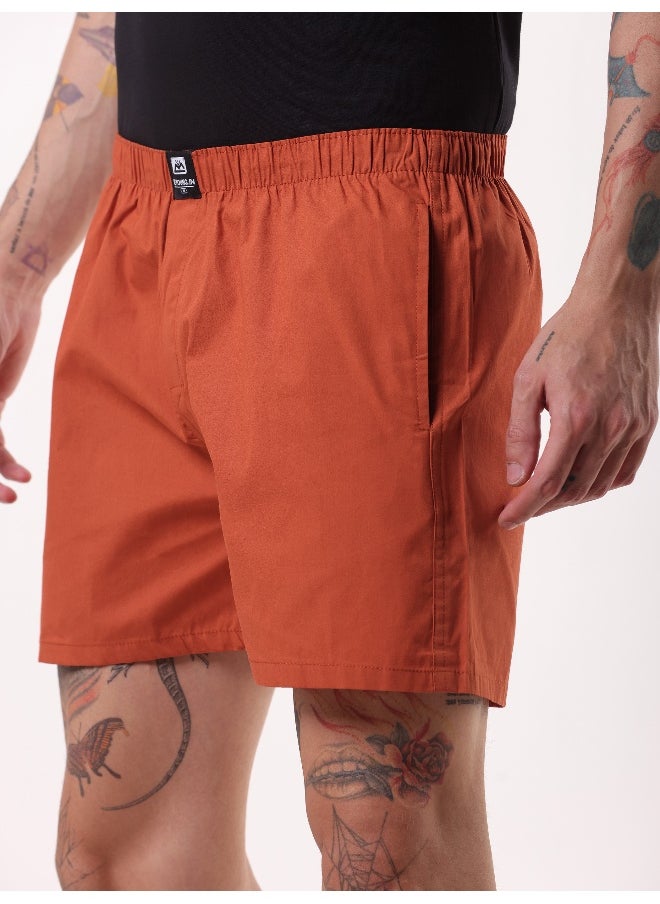 Beyoung Plain Rust Orange Mens Boxer  - Image 3