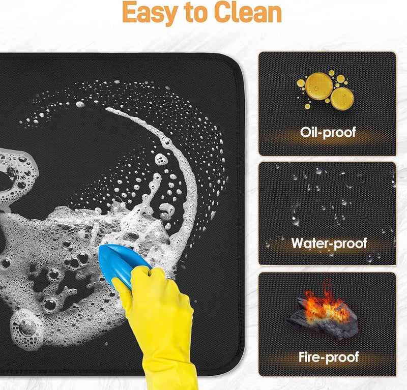 Amerbro Heat Resistant Mat for Air Fryer, 16 x 20in Heat Resistant Mat for Countertop, Fireproof Silicone Countertop Protector Appliance Slider for Air Fryer, Coffee Maker, Toaster, Oven (Black) - Image 4