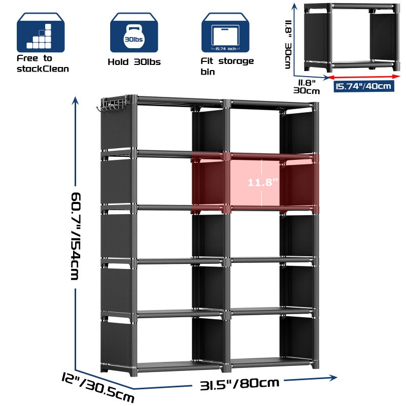 Mavivegue Bookcases: Black Cube Book Shelf, 10 Cube Tall Storage Organizer for Bedroom, Living Room & Office - Image 3