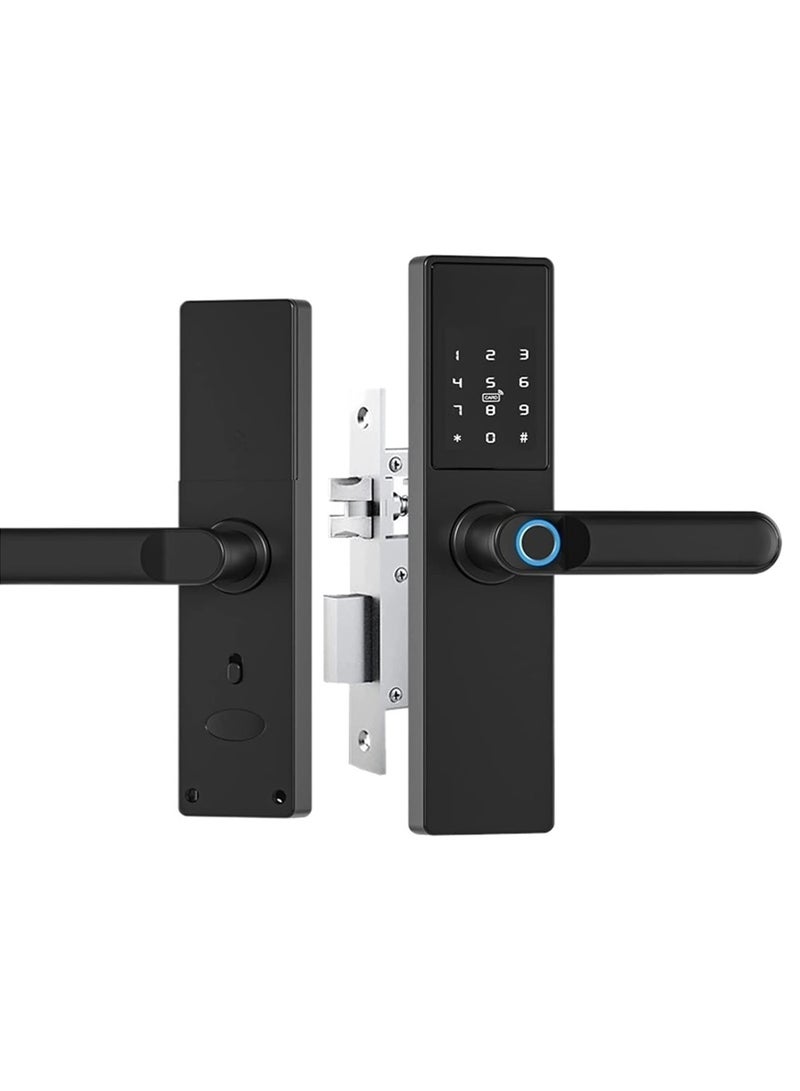 Chappeline LR01 Smart Door Handle Electronic Door Lock Digital Password Biometrics Fingerprint Door Lock APP Remote Unlock Keyless Lock Anti-Theft Intelligent Lock - Black - Image 1