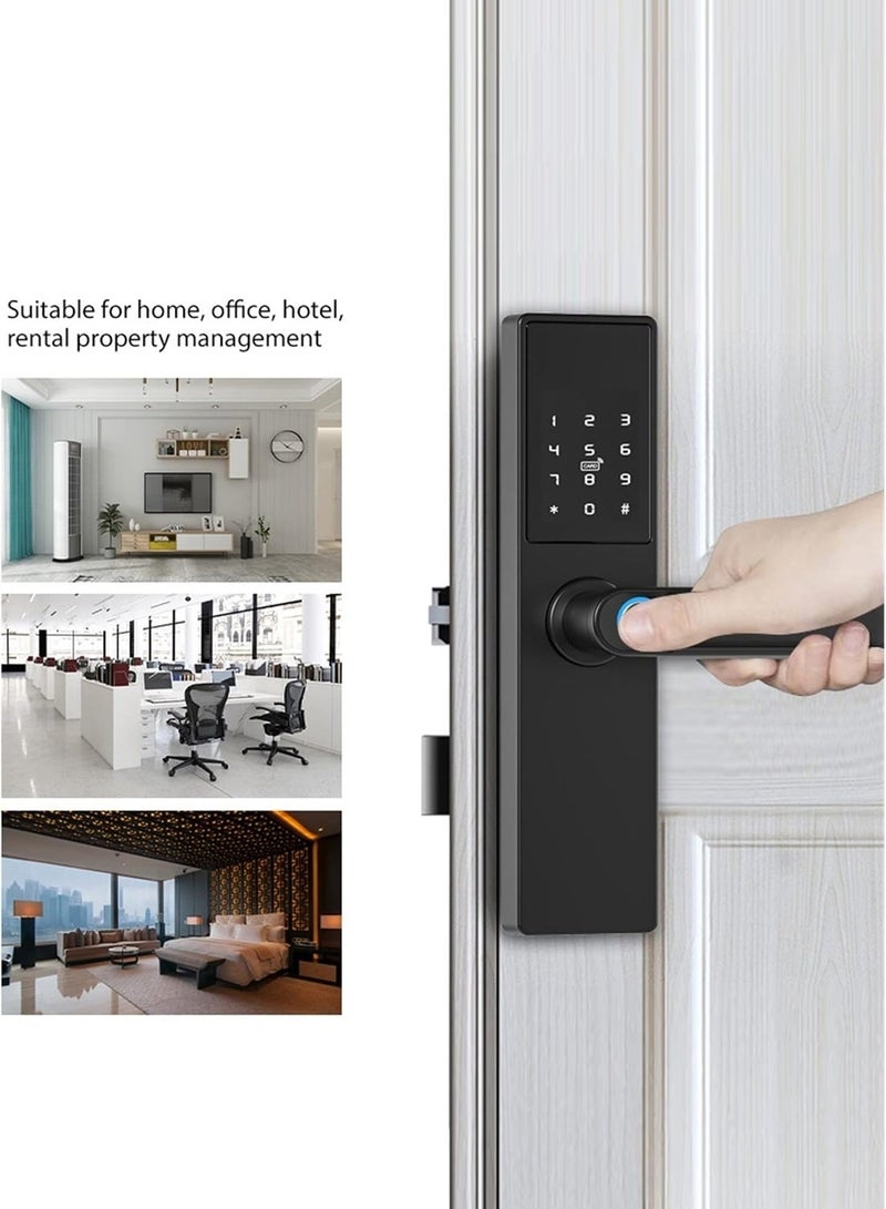 Chappeline LR01 Smart Door Handle Electronic Door Lock Digital Password Biometrics Fingerprint Door Lock APP Remote Unlock Keyless Lock Anti-Theft Intelligent Lock - Black - Image 3