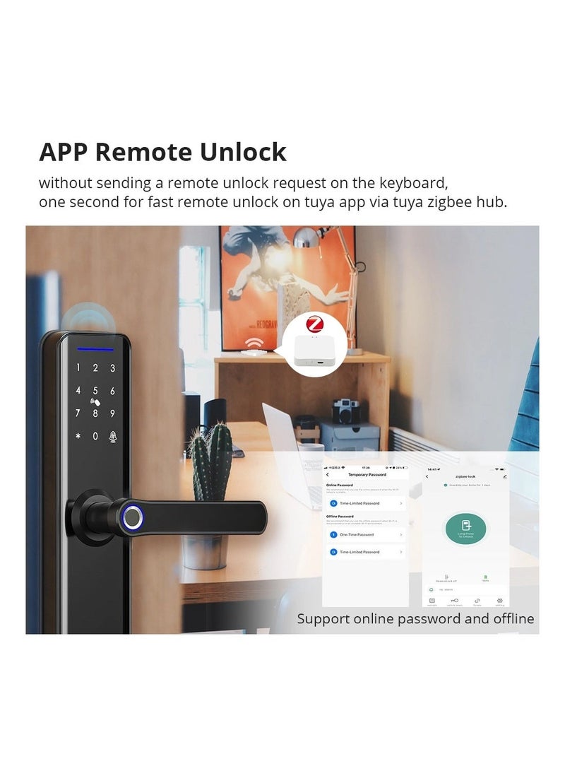 Chappeline LR01 Smart Door Handle Electronic Door Lock Digital Password Biometrics Fingerprint Door Lock APP Remote Unlock Keyless Lock Anti-Theft Intelligent Lock - Black - Image 4