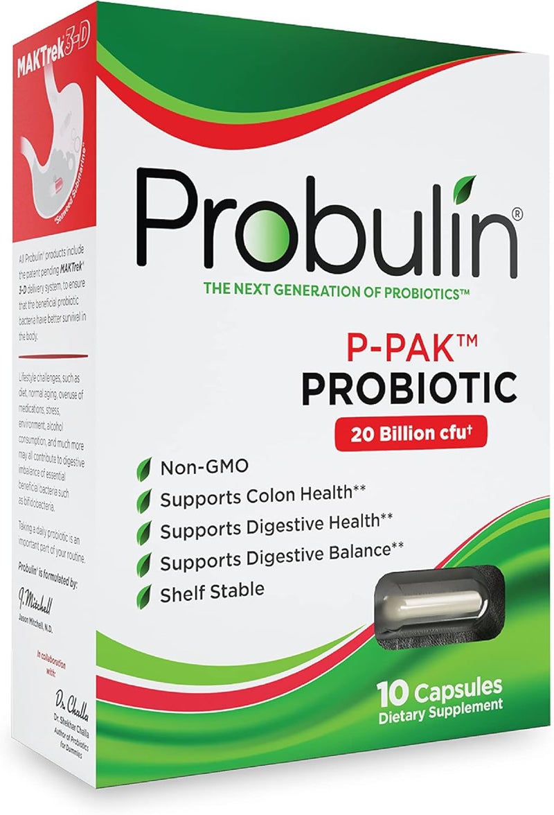 Probulin كبسولات بروبولين P-PAK البروبيوتيك - 10 عدداً لدعم صحة الجهاز الهضمي - Image 1
