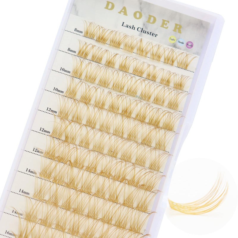 DAODER Brown Lash Clusters Blonde Lash Extension 96pcs Wispy Eyelah Cluster 8-16mm Individual Lashes D Curl With Clear Invisible Lash Band By DAODER(Brown Lash Cluster 007) - Image 1