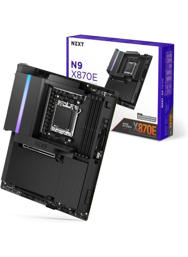 NZXT N9 X870E ATX AM5 Motherboard, AMD X870E Chipset, 4x DDR5, PCIe 5.0 x16, 4x M.2, WiFi 7, USB4, 5GbE LAN, Black (N9-X87XT-B1) - Image 4