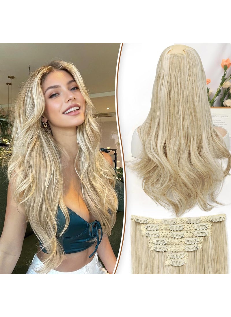KooKaStyle - KooKaStyle Clip in Hair Extensions Thick Long Straight Hair Extensions Upgrade Soft Lace Weft Lightweight 7PCS Layered Hair Extensions Light Brown with Platinum Blonde 20Inch for Women - Image 1