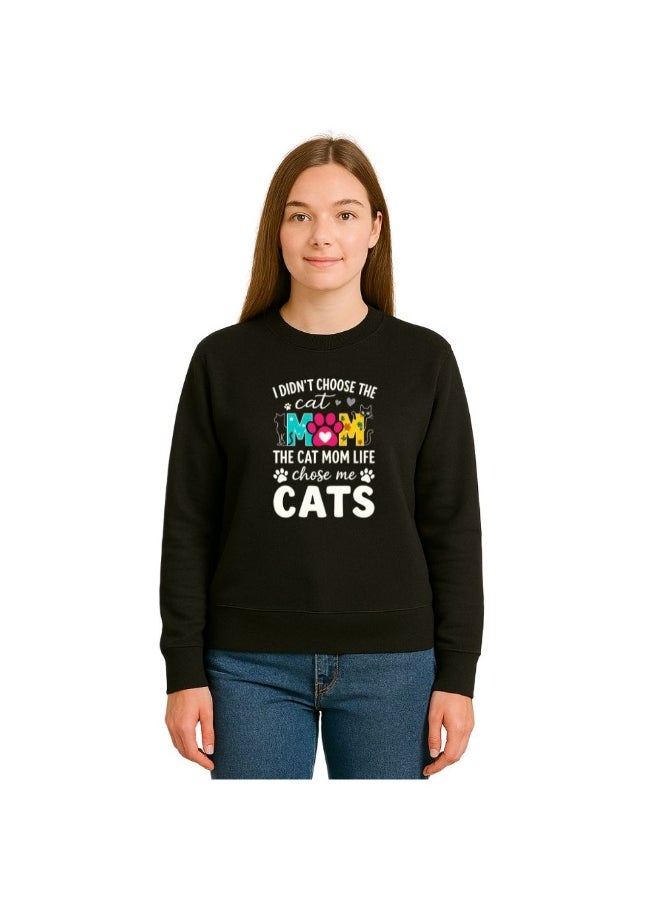 PRINTSHOP4ME Cat Lover Women's Sweatshirt – Long Sleeve,Round Neck,Cotton,Breathable & Stylish Casual Wear  - Image 1