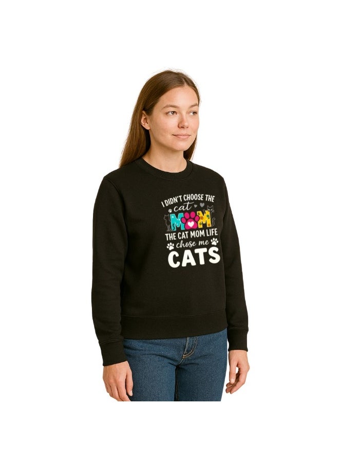 PRINTSHOP4ME Cat Lover Women's Sweatshirt – Long Sleeve,Round Neck,Cotton,Breathable & Stylish Casual Wear  - Image 2