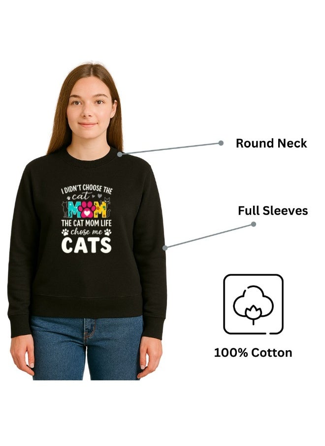 PRINTSHOP4ME Cat Lover Women's Sweatshirt – Long Sleeve,Round Neck,Cotton,Breathable & Stylish Casual Wear  - Image 5