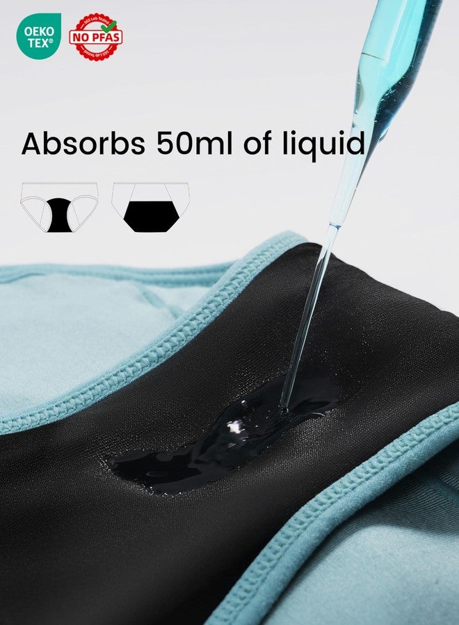 TIICHOO Period Underwear for Women Heavy Flow Soft Menstrual Panties Teens Ladies Leakproof Incontinence 5 Pack (1 Black/1 Light Grey/1 Burgundy/1 Rose Gold/1 Turquoise Green, Large - Image 4