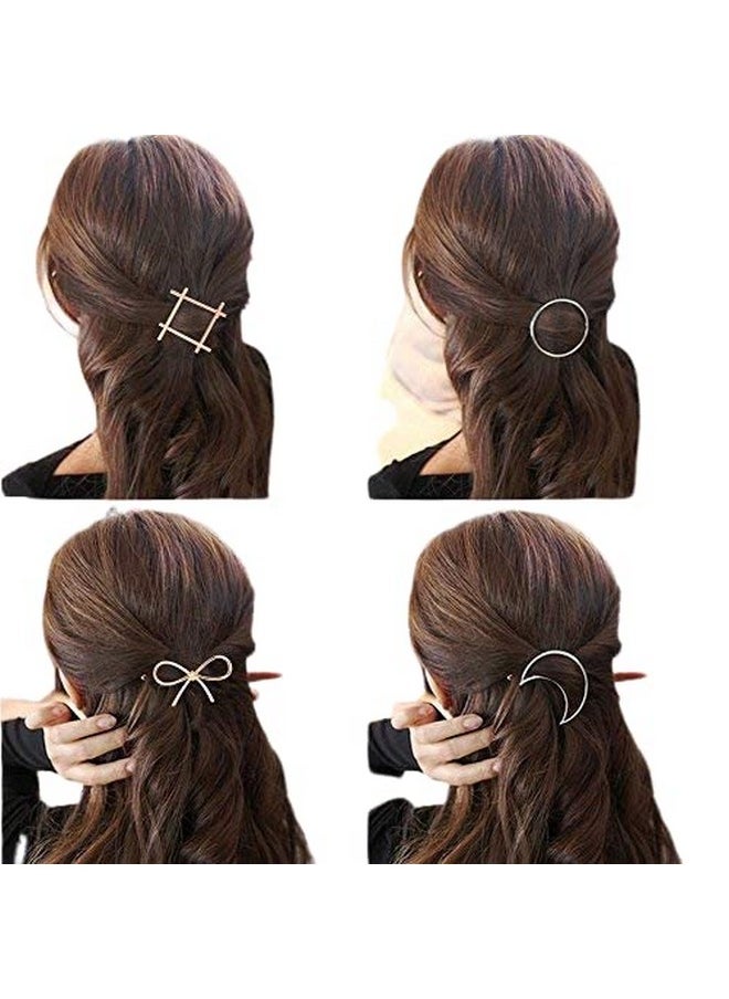 FOK Women'S Non Precious Metal Minimalist Moon Circle Infinity Design Hair Clip Pin For Girls & Women (Multicolour) Set Of 4 Pieces  - Image 1