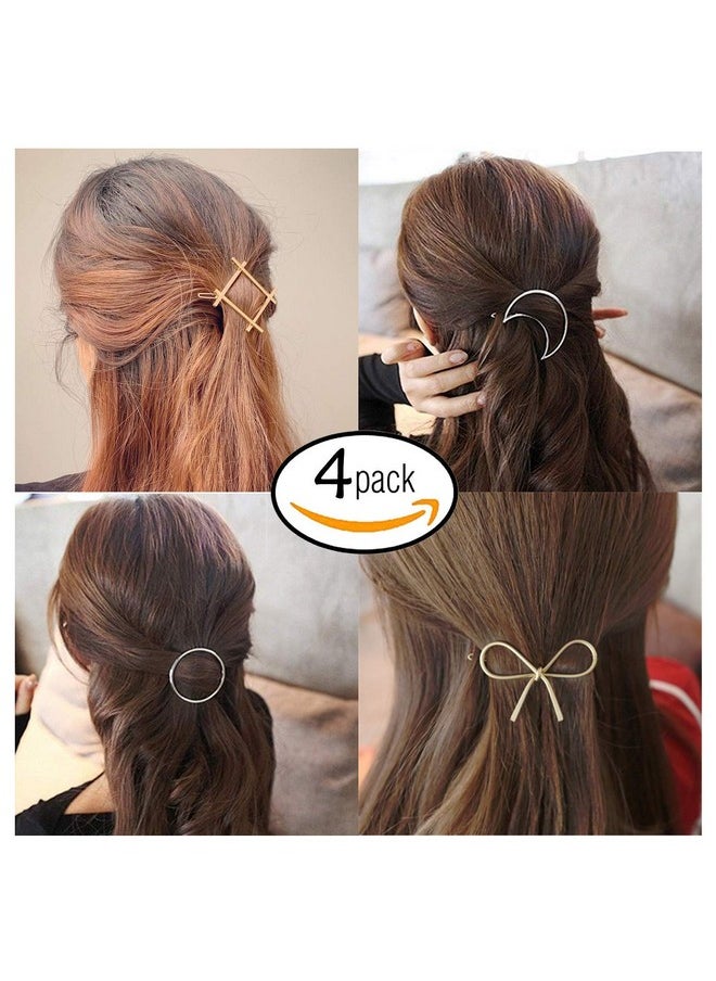 FOK Women'S Non Precious Metal Minimalist Moon Circle Infinity Design Hair Clip Pin For Girls & Women (Multicolour) Set Of 4 Pieces  - Image 2
