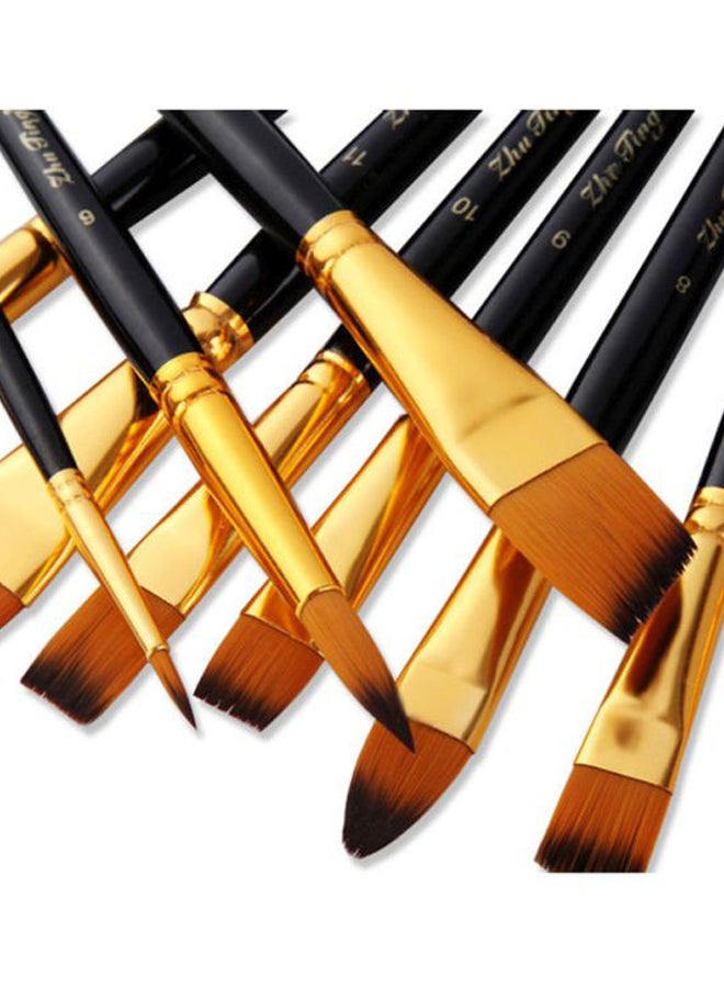 15-Piece Acrylic Paint Brush Set Black/Gold - Image 3