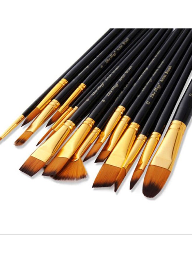 15-Piece Acrylic Paint Brush Set Black/Gold - Image 4
