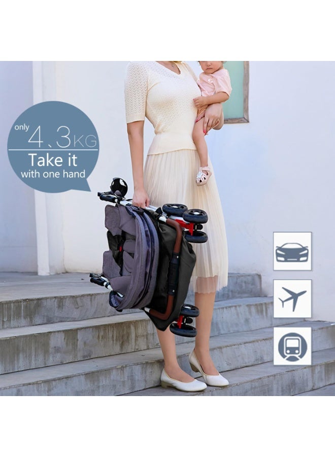 تابيت عربة أطفال خفيفة الوزن، عربة سفر صغيرة الحجم للغاية ومناسبة للطائرات، عربة أطفال قابلة للطي بيد واحدة للأطفال الصغار - Image 3