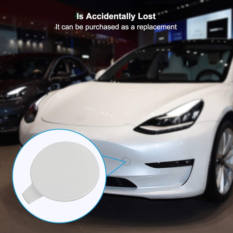 TIKSCIENCE Front Tow Hook Cover for Tesla Model 3 2017-2023 White Front Bumper Tow Hook Cover Cap - Image 3