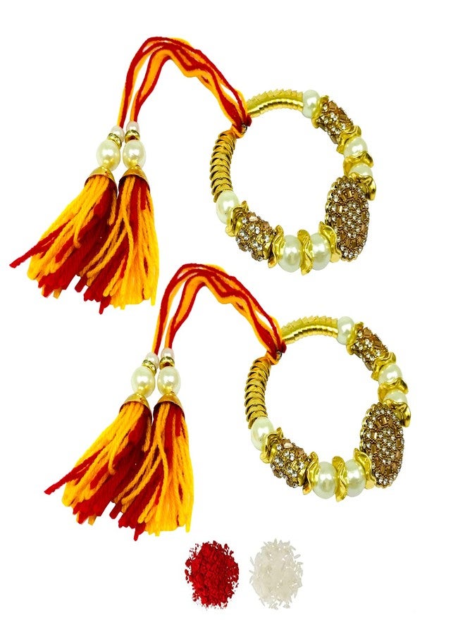 Evisha 2 Pcs Kada Bhabhi Rakhi Chuda Bracelete Bhabhi Hanging Rakhi Lumba Pair | Rakhi For Bhabhi Kada-51-51 || rakhi || rakhi set || rakhi for brother || rakhi for brother and bhabhi || rakhi combo || bhaiya bhabhi rakhi || rakhi gifts - Image 1
