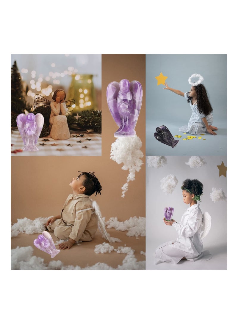 Captaintech 1.5 Inch Amethyst Crystal Figurine, Healing Gemstone, Reiki Healing Crystal Gifts for Kids Friends Family Anxiety Decoration Pocket Guardian Love Peace Energy - Image 3