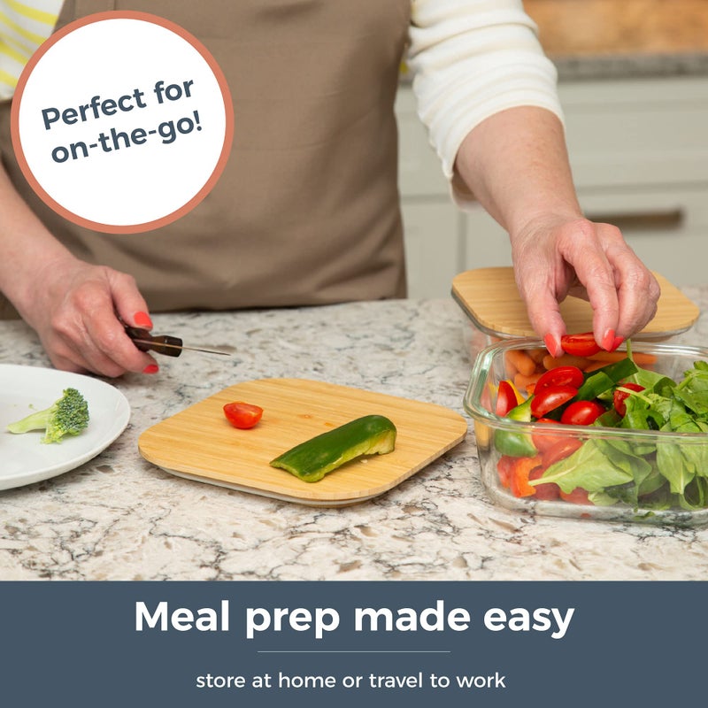 Crutello كروتيلو الزجاج الحاويات الإعدادية مع أغطية الخيزران 2 عبوة - محكمة الغلق واضحة لتخزين الأطعمة لتنظيم المطبخ - علامة تجارية أمريكية مملوكة للعائلة - Image 4