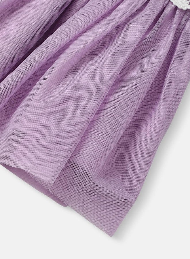 Nautinati Girl's Cotton Blend Modern Knee-Length Dress (NNNGTW030475_Lavendar - Image 3