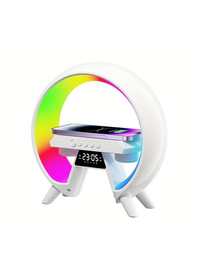 CRONY New G table lamp BT speaker with clock & wireless charge Atmosphere Lamp Speaker, Dimmable Night Light Lamp Alarm Clock With Music Sync - Image 1