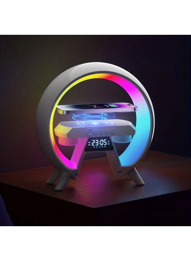 CRONY New G table lamp BT speaker with clock & wireless charge Atmosphere Lamp Speaker, Dimmable Night Light Lamp Alarm Clock With Music Sync - Image 5