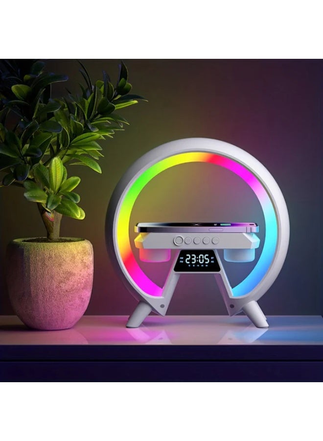 CRONY New G table lamp BT speaker with clock & wireless charge Atmosphere Lamp Speaker, Dimmable Night Light Lamp Alarm Clock With Music Sync - Image 3