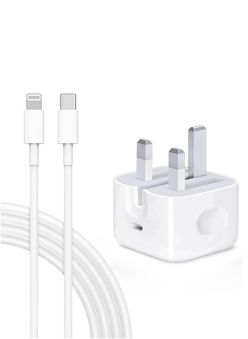 Generic - iPhone 20W Fast Charger | USB C Wall Fast Charger with 1m USB C to Lightning Cable Compatible with iPhone 14/14 Pro/14 Pro Max/13/12/SE2020/11/XR/XS Max/X/iPad - Image 1
