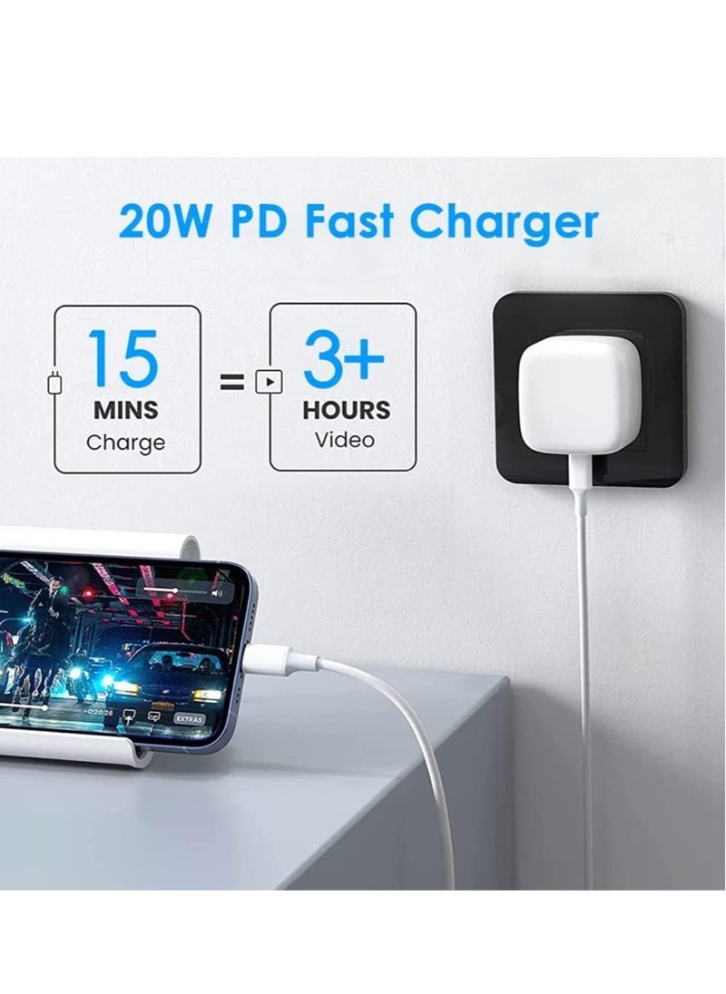 Generic - iPhone 20W Fast Charger | USB C Wall Fast Charger with 1m USB C to Lightning Cable Compatible with iPhone 14/14 Pro/14 Pro Max/13/12/SE2020/11/XR/XS Max/X/iPad - Image 1
