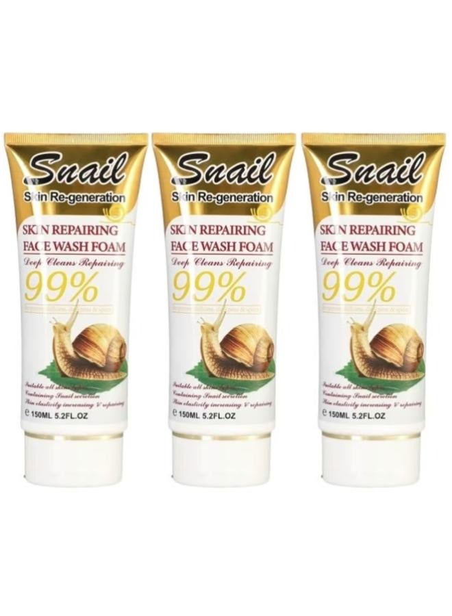 SNAIL 3 packs of Snail Skin Repairing Facial Wash 150 ml - Image 1