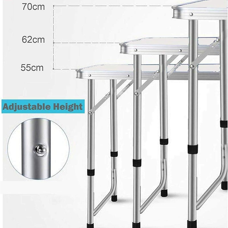 SKY-TOUCH Aluminum Alloy Folding Trestle Outdoor Camping Picnic Table, White 120×60×70cm - Image 5