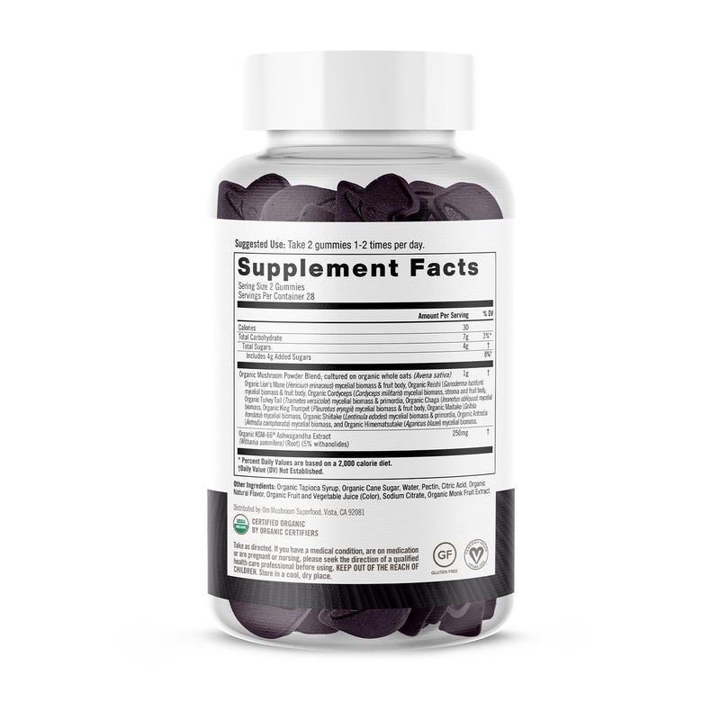 Om Mushroom Superfood Master Blend Mushroom Gummies, 56 Count, 28 Servings, Mixed Berry Flavor, 10 Mushroom Complex, Lions Mane, Chaga, Cordyceps, Adaptogens for Immune Health, Vitality, Stress Relief - Image 2