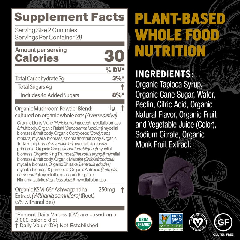 Om Mushroom Superfood Master Blend Mushroom Gummies, 56 Count, 28 Servings, Mixed Berry Flavor, 10 Mushroom Complex, Lions Mane, Chaga, Cordyceps, Adaptogens for Immune Health, Vitality, Stress Relief - Image 5