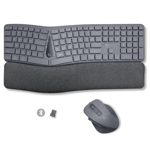 X9 Performance X9 Gray Ergonomic Keyboard and Mouse Wireless Combo - Split Keyboard and Mouse Set, Bluetooth/2.4G, Soft Wrist Rest, Rechargeable, Silent Keys, Multi-Device for Laptop, PC, Mac, iOS, Android - Image 1