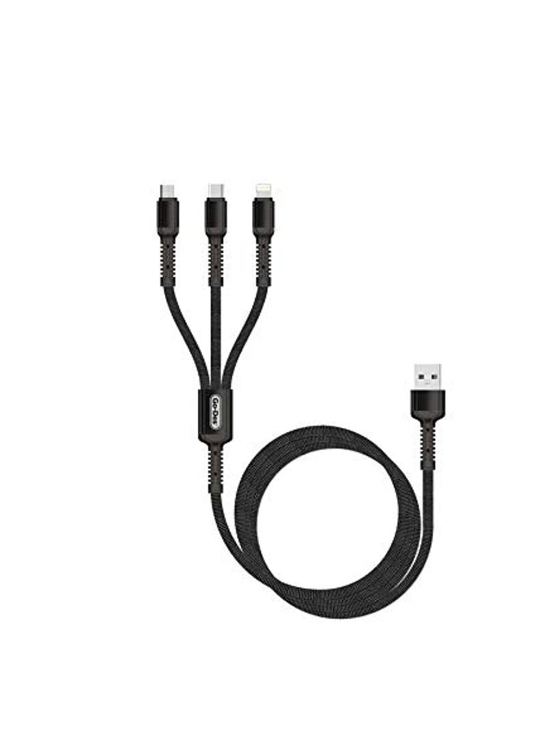 GO-DES GD-UC531 3-In-1 USB Data Sync Fast Charging Black - Image 1