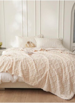 LUNA Home Taffeta fleece blanket super soft ivory color.  - Image 1
