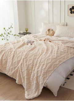 LUNA Home Taffeta fleece blanket super soft ivory color.  - Image 2