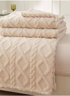 LUNA Home Taffeta fleece blanket super soft ivory color.  - Image 5