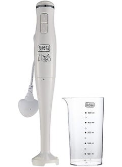 BLACK&DECKER 300W 2 Speed Stick Hand Blender With Calibrated Beaker , White  - Image 1