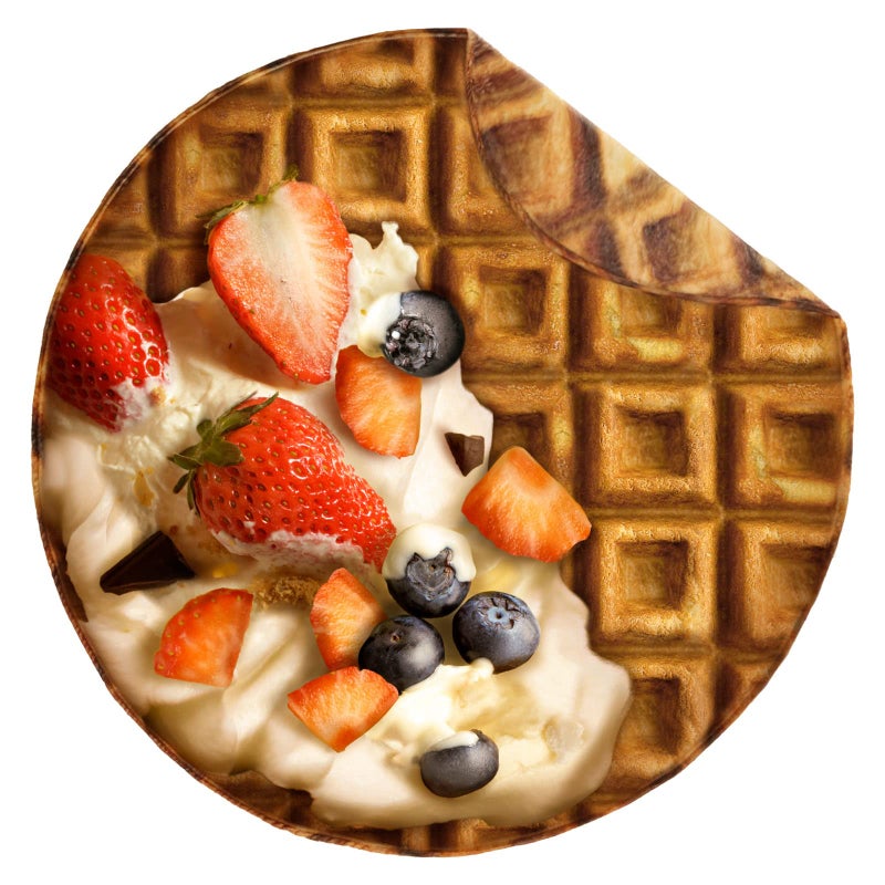 Bnuitland Waffle Funny Blanket 300 GSM Double Sided Giant Realistic Food Blanket with a Storage Bag Novelty Gift for Adults and Kids Super Soft Flannel