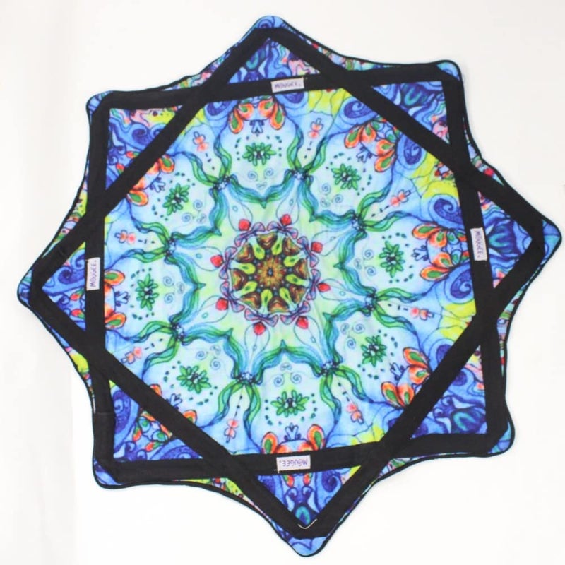 Mougee mooJEE Classic Flow Star for Beginners Advanced Fun Challenging Double Stitched Flow Toy Vibrant Colors Patterns Durable 27 Diameter Indigo Mandella - Image 2