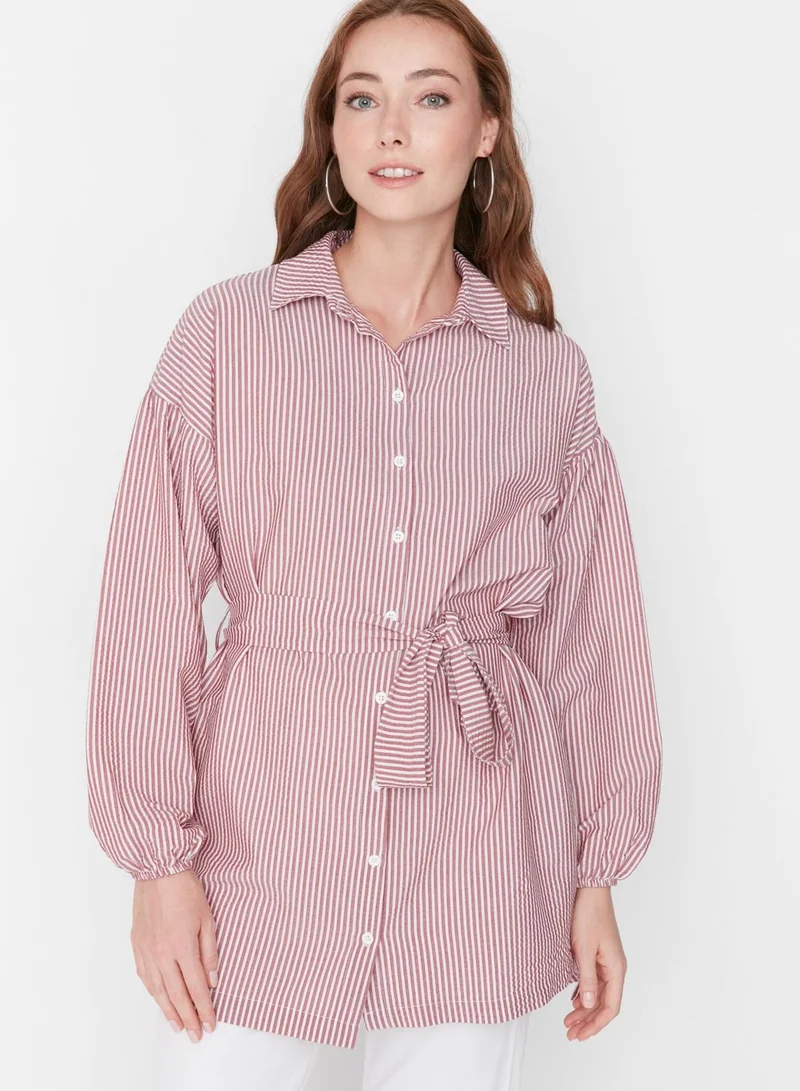 trendyol Striped Tie Detail Shirt