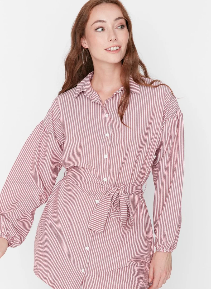trendyol Striped Tie Detail Shirt