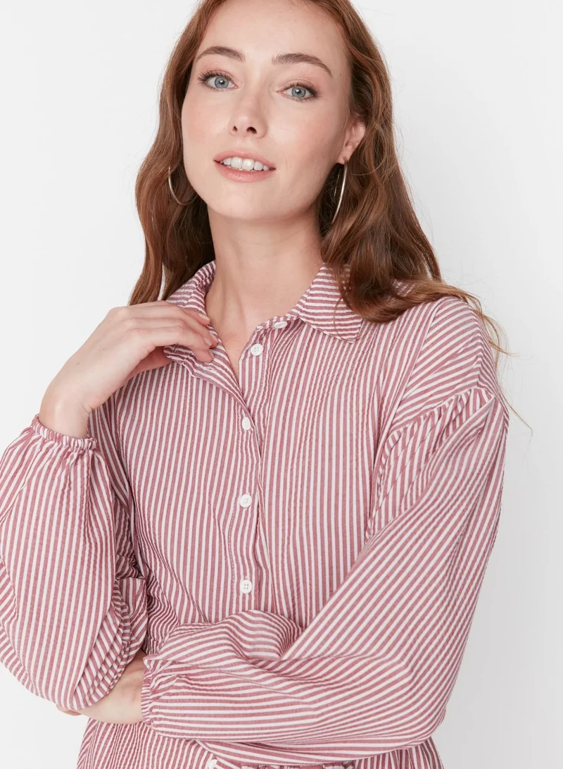 trendyol Striped Tie Detail Shirt
